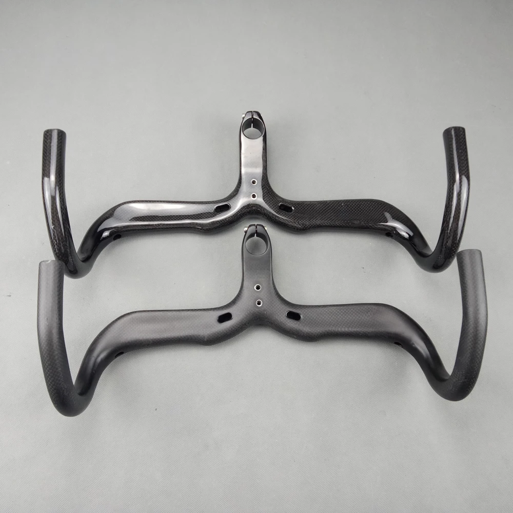 Bicycle handlebar 3K No Bicycle Carbon Handlebar Road 3K Ultralight Integrated Handlebar and Stem Bicycle Handlebars