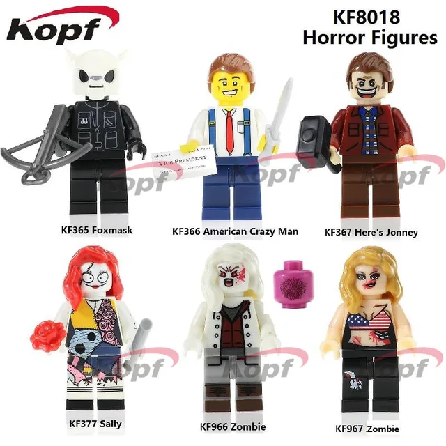 Best Offers Single Sale The Horror Theme Movie Figures American Crazy Man Foxmask Here's Jonney Zombie Building Blocks Kids Gift Toys KF8018