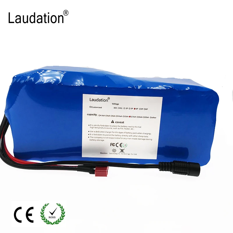 Laudation 36v 10ah Аккумулятор для электровелосипеда 36V 8ah 10ah 12.8ah 42V 10S 4P 500W высокомощный и вместительный Мотоцикл Скутер с BMS