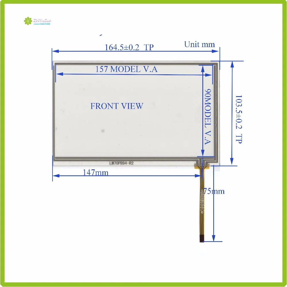 

LM70PB94R2 164mm*103mm 7inch 4 lins Resistance Touch Screen glass touchsensor 164*103 touchglass digitizer this is compatible