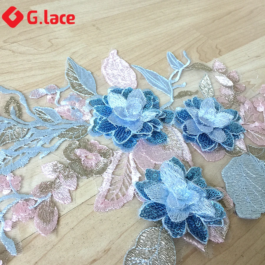 GLACE 2 шт/партия Блестки Кружева цветок вышивка кружево своими руками материал для ткани аксессуары свадебное платье украшение TX458