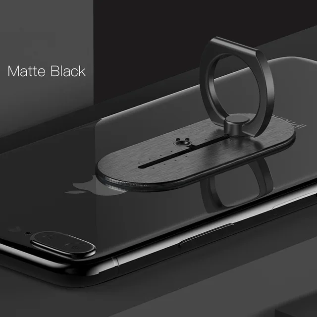 Универсальный держатель-кольцо на палец для телефона, держатель-кольцо для телефона для iPhone samsung 360, подставка для сотового телефона, умный Алиде, Тип рельса - Цвет: Matte Black Metal