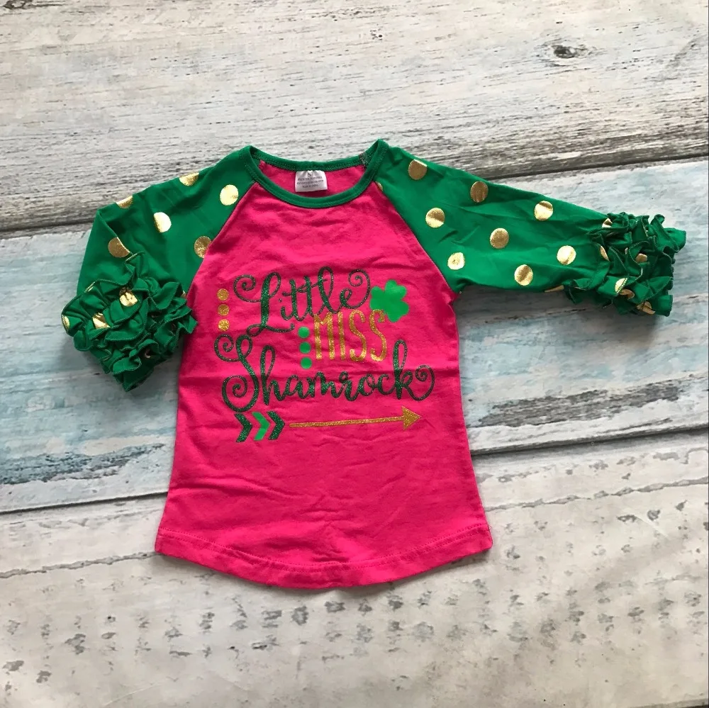 Для маленьких девочек три четверти Хлопок Бутик милый Топ Футболка регланы