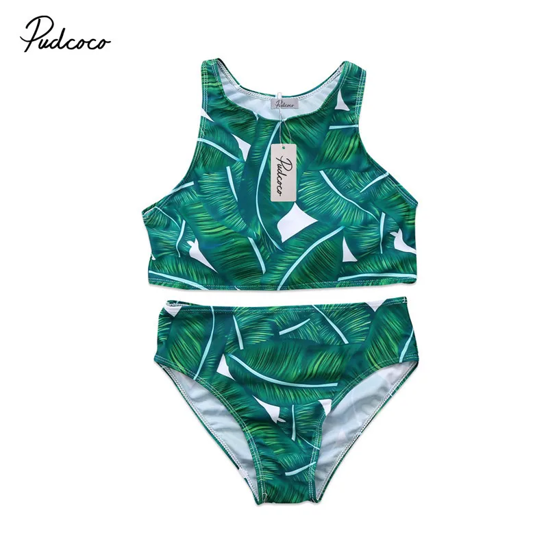 

Hot sell Family Mother Daughter Baby Clothes Sexy Women Palm Leaves Swimwear Swimsuit Bikini Set