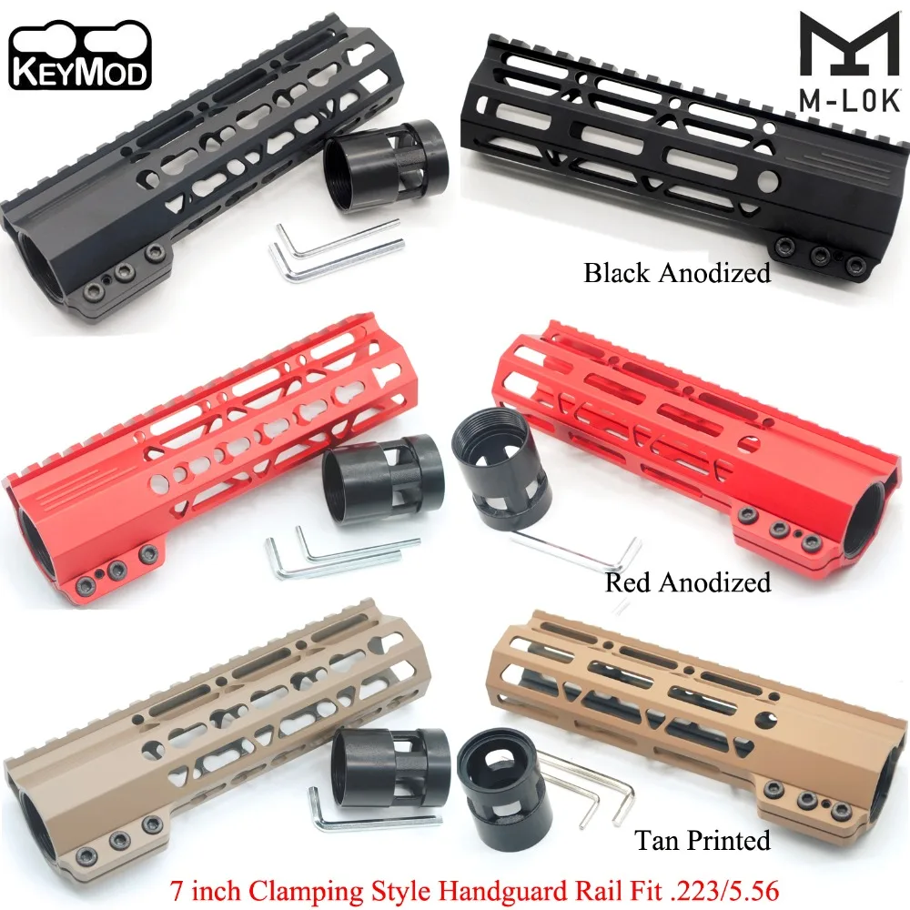 

Aplus 7'' inch Clamping Keymod / M-lok Style Handguard Rail Free Float Mount System Fit .223/5.56 AR-15_Black / Red / Tan Colors