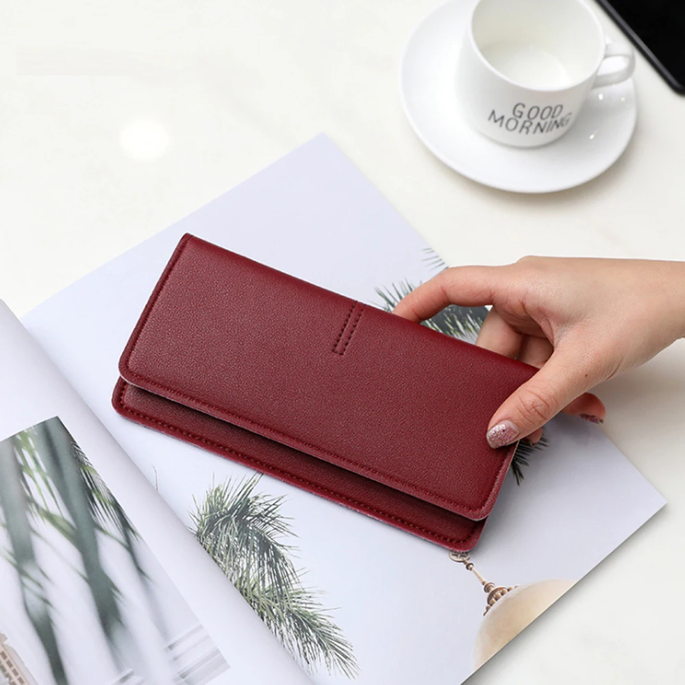 

Fashion Simple Women Long Wallets Waterproof PU Material Ultrathin Lady Wallets Multi-function Outdoor Female Card Bags