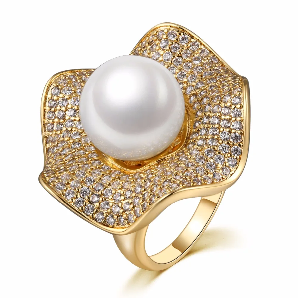 

GrayBirds High Quality Ring For Women With Cubic Zircon Shell Pearl Ring New Designer Fashion Jewelry MLR005