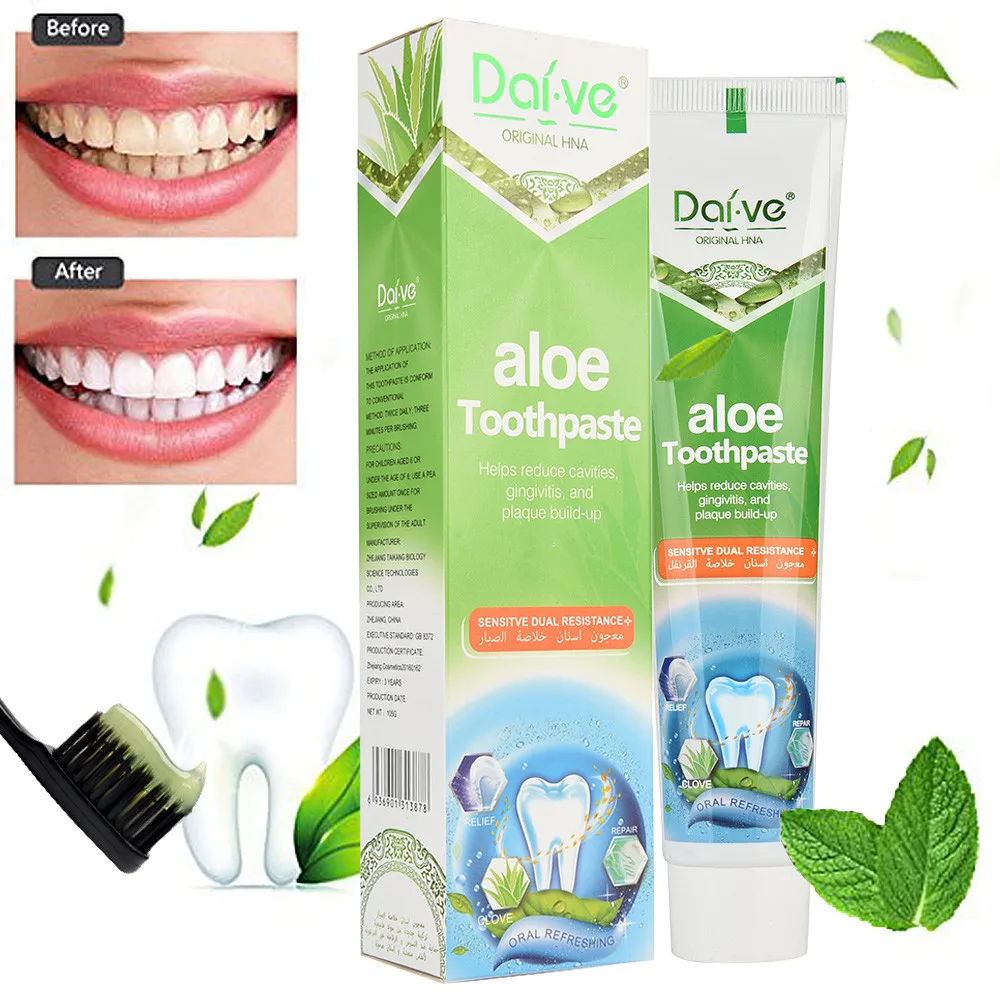 

100% Natural Fresh Mint Aloe Toothpaste Whitening Teeth Fresh Breath Antiseptic Tooth Decay Toothpaste Oral Care Drop Shipping