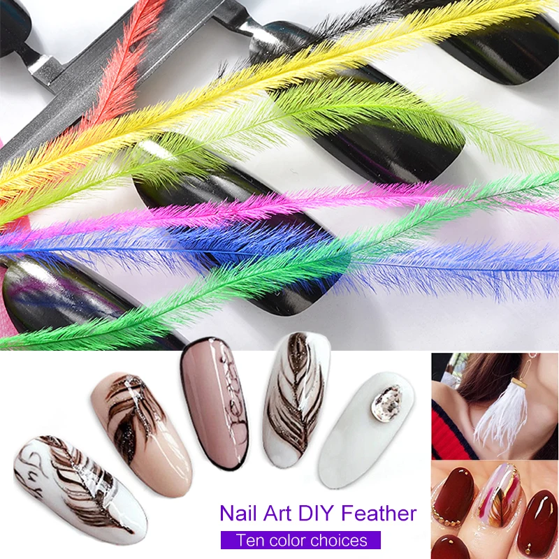 

ELECOOL Nail art 10 Color Nail Jewelry Angel Decoration Feather Nail Art Ornament 3D Nail Tool DIY Accessories