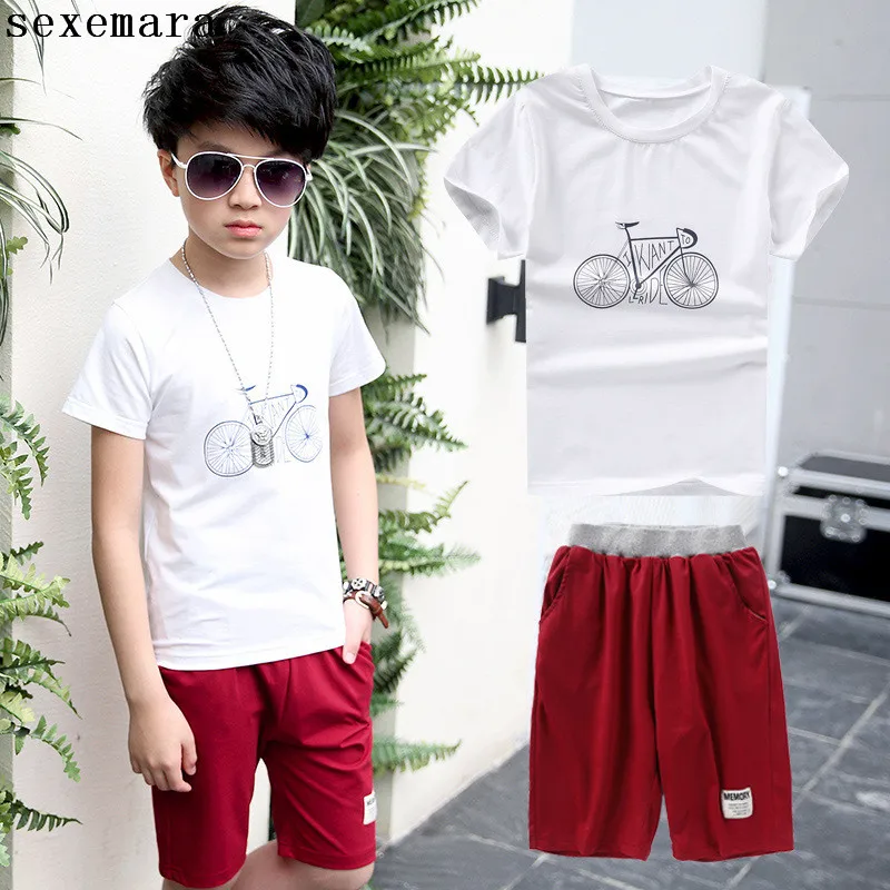 2017 New Summer Children Clothing 4 15Y Boys Clothes Set Kids Sports