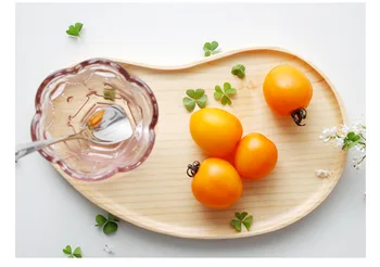 1PC Wooden Plate Pan Dishes Snack Serving Trays Salad Bowl Platter Home Dinner Food Holder Lumbar