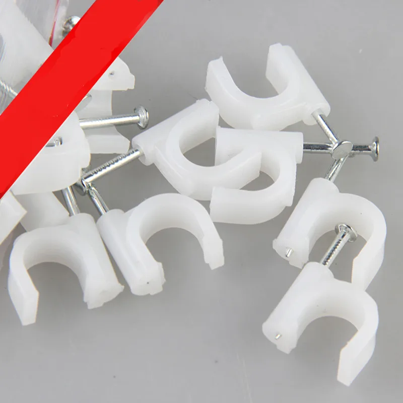 

8MM Circle Path Circle cable clips cable nail wire clips 100PCS/bag 8mm cable clips Round white Round 8mm diameter