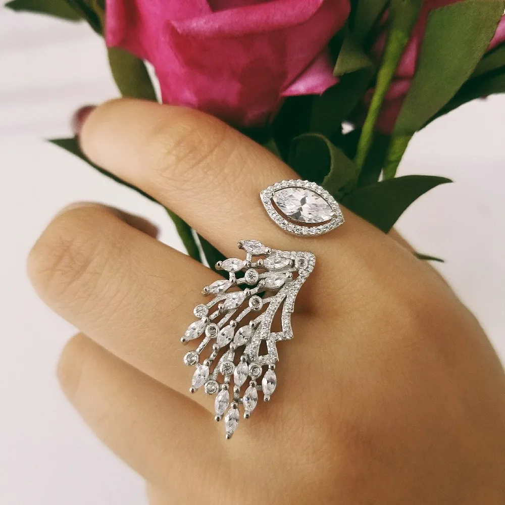 original solid real fashion Real 925 Sterling Silver wing Ring