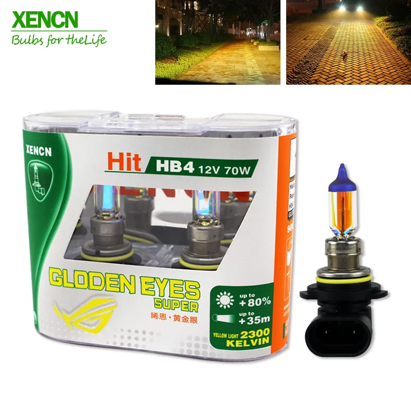 Baratos XENCN HB4 9006 12 V 70 W 2300 K ojos de oro Super Light Yellow coche bombillas reemplazar actualiza faro halógeno lámpara envío gratis