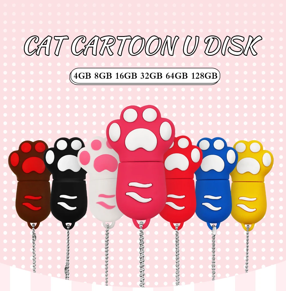 Флеш-накопитель Cat paw, 8 ГБ, 4 Гб, флеш-накопитель USB, 16 ГБ, флеш-накопитель, 32 ГБ, 64 ГБ, 128 ГБ, брелок, USB флеш-накопитель, карта памяти, накопитель