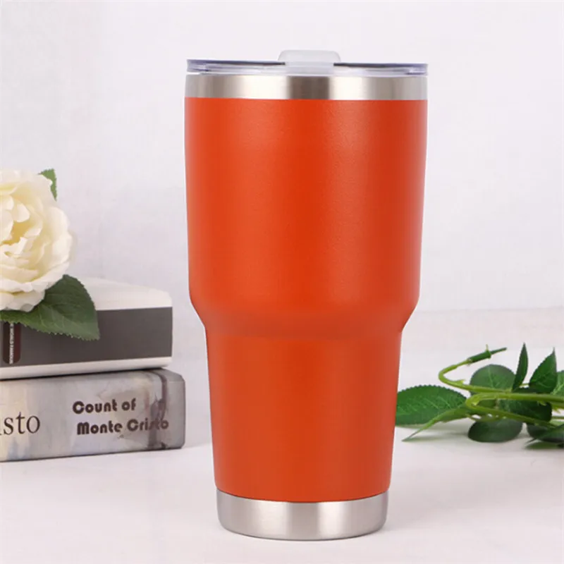 30 унций твердый портативный вакуумный стакан с герметизацией из нержавеющей стали дорожная кофейная кружка чашка термос - Цвет: Оранжевый