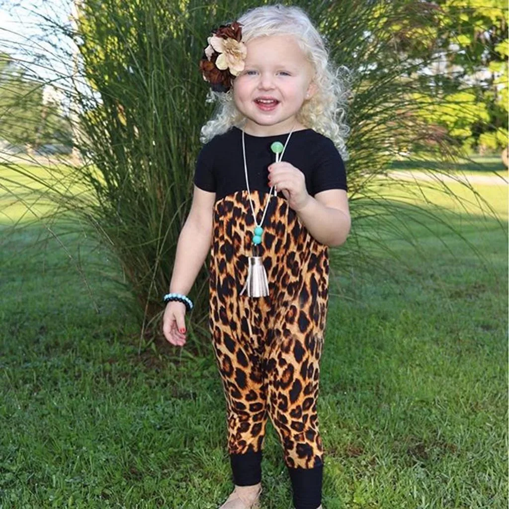 MUQGEW/Одежда для маленьких девочек; одежда для маленьких девочек; леопардовый Детский комбинезон+ повязка на голову; Одежда для новорожденных; Roupa