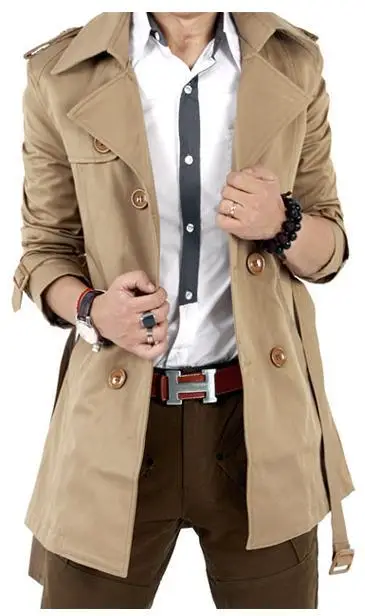 Черный хаки тонкий Английский мужской длинный Тренч пальто двубортные мужские куртки и пальто известный бренд длинные бушлат мужские 2XL