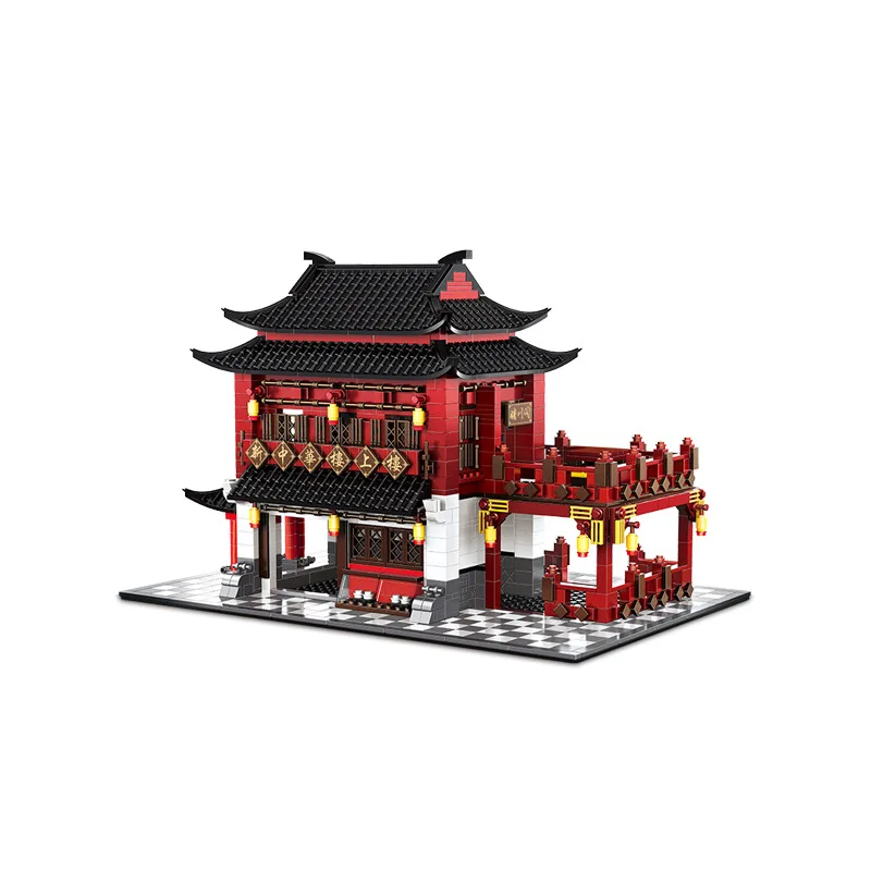 

Blocks World Architecture Chinese Style Model China Ancient Hotel Building Bricks Educational Toys for Children Gift 6312