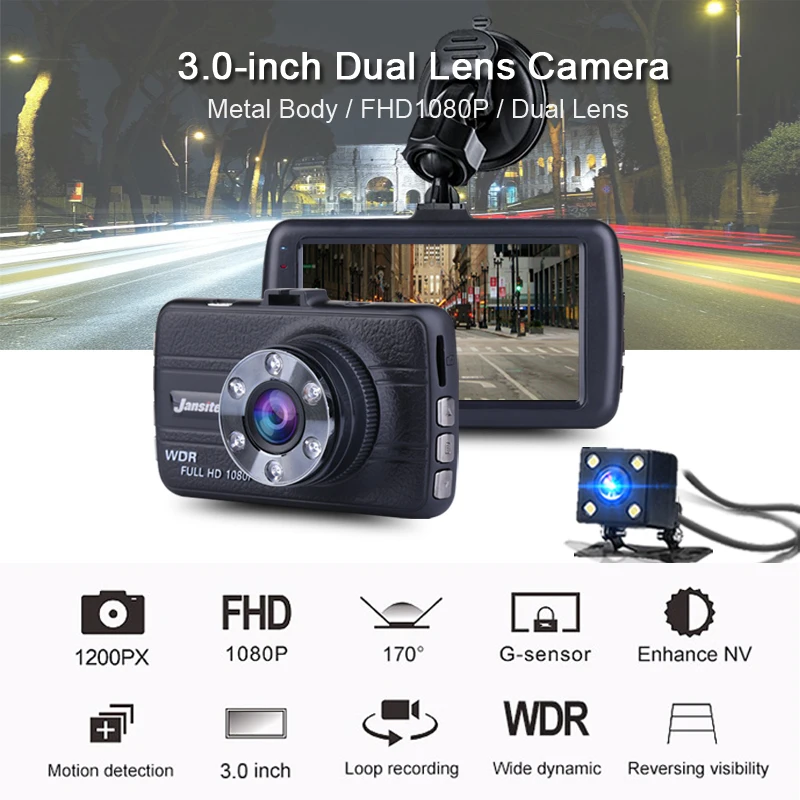 Jansite FHD 1080P Mini Dash Cam Car DVR Blackbox Camera Dashboard