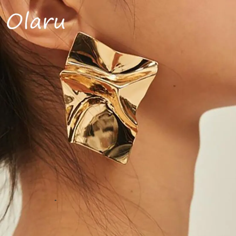 

Olaru Fashion Vintage Gold Sliver Color Irregular Square Stud Earrings Fashion Extendy Earring Women Brincos Bijoux Femme SALES