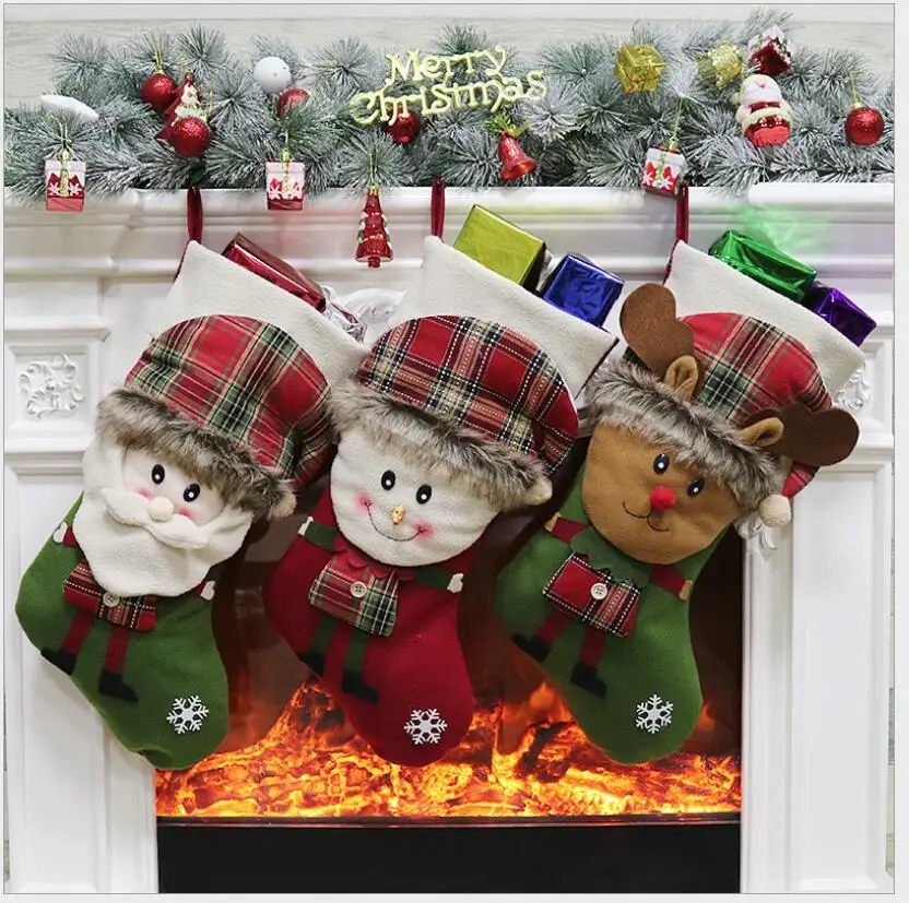 

Large Christmas Stocking for Gift Bags Xmas Tree Ornaments New Year Decoration navidad Christmas Presents