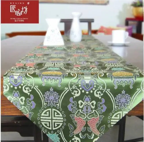 Оптовая продажа благородное классическое зеленое китайское шелковое скатерти |