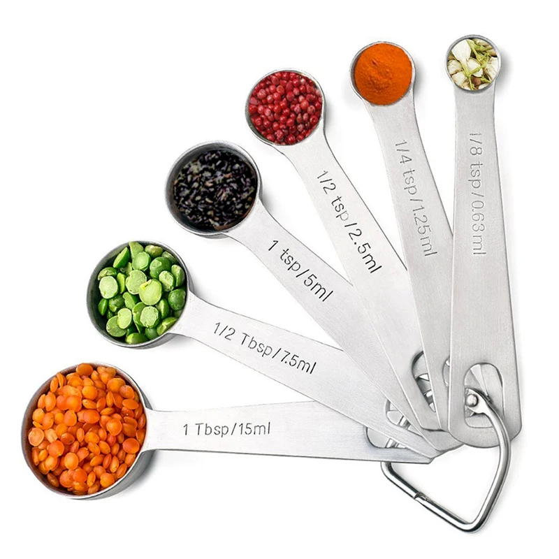 6Pcs Kitchen Measuring Spoon Set Stainless Steel Tablespoon Baking Cooking Scale Measuring Tools Spice Sugar Coffee Tea Scoop (4)