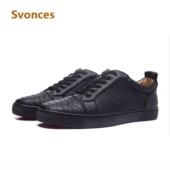 

Fashion Round Toe Solid Serpentine Leather Mens Shoes Brand Casual Platform Flats Lace-up Luxury Designer Shoes Men Zapatillas
