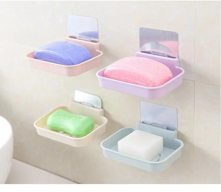

smiley face multifunctioanl seamless pasted wall-mounted plastic soap holder