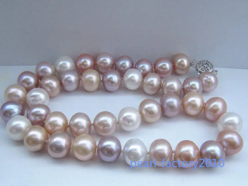 

19" 18" 11-12 MM SOUTH SEA NATURAL multicolor PEARL NECKLACE 14K CLASP (0926)
