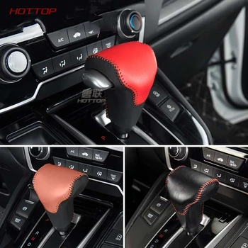 

Genuine Leather Hand-stitched Gear Shift Knob Cover for Honda CRV CR-V 2017 2018 Automatic Brown Black Car Styling