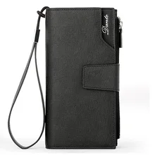 Fanny 2016 New Style Genuine Leather Unique Clutch For Men Fashion Business Solid Zipper Standard Wallets Long 100g B009