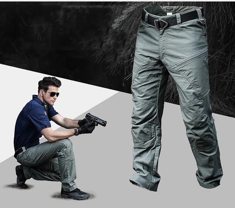 Военный стиль, водонепроницаемые брюки, мужские наколенники, армейские рип-стоп брюки, быстросохнущие карго, рабочие брюки, мужские повседневные брюки