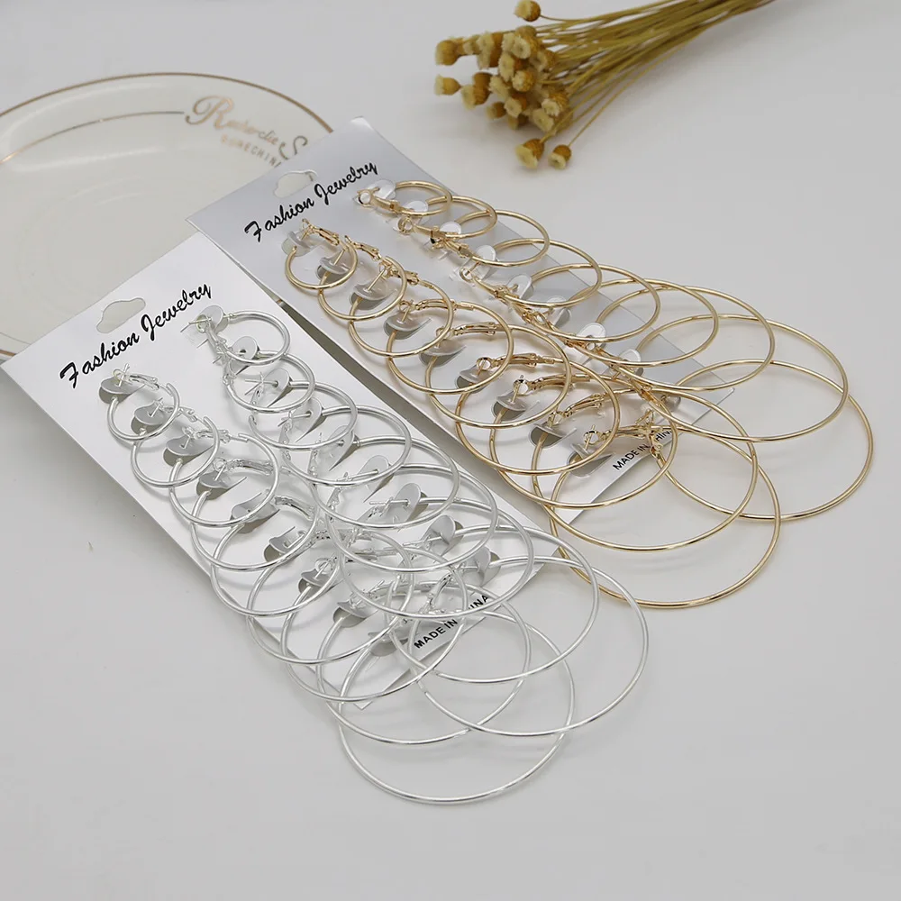 

Fashion Gold Silver Small/Oversize Big Circle Hoop Earrings For Women Steampunk Round Earring Sets Party Jewelry Gift