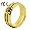 YGK Brand 8MM Golden Dome 33rd Degree Masonic New Men's Tungsten Carbide Wedding Ring 1
