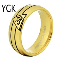 YGK Brand 8MM Golden Dome 33rd Degree Masonic New Men's Tungsten Carbide Wedding Ring 1