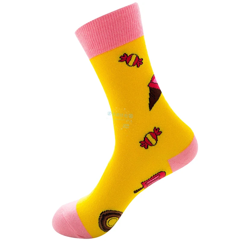 Уличные новые хлопковые носки с рисунком ананаса, перца, банана, фруктов и овощей, фламинго, лошади, носки, цветные забавные носки для мужчин и женщин - Цвет: ice cream