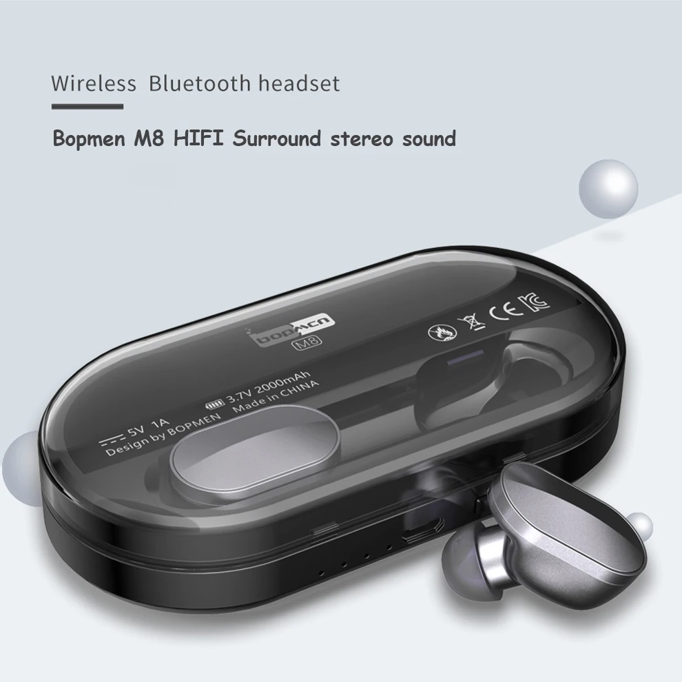 

M8 bluetooth earphone waterproof sport earbud wireless HIFI sound Stereo built-in microphone high quality