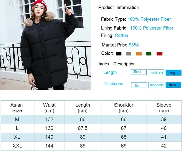 2017 winter hot sales hooded  jacket women clothing cotton + size 3 xl warm coats street fashion wind coat  women+6