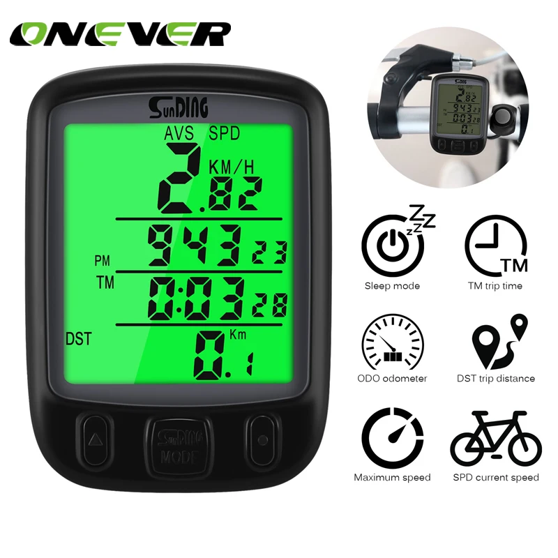 Onever Portable Wireless Cycling Bike Computer Bicycle LED Speedometer