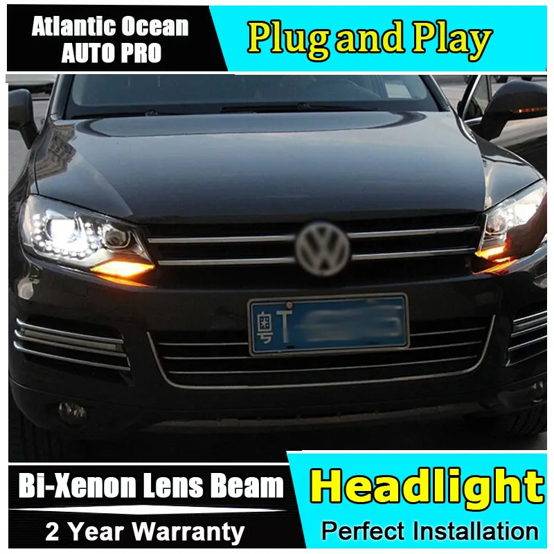 

AUTO.PRO 2011-2014 For vw touareg headlights car styling LED for vw touareg DRL tear eyes xenon bi xenon lens headlamps parking