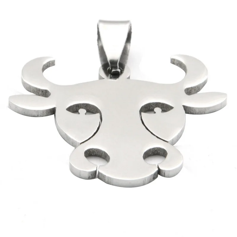 

Special design cow head simple pendant devised for tasted man Size Length 2.9cm Width 2.5cm Thickness 0.2cm Weighs 4g