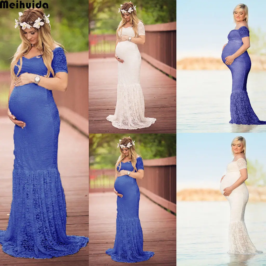 

Women Lace Maternity Dress Maxi Fancy Long Gown Pregnancy Photography Prop