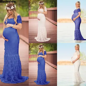 

Women Lace Maternity Dress Maxi Fancy Long Gown Pregnancy Photography Prop