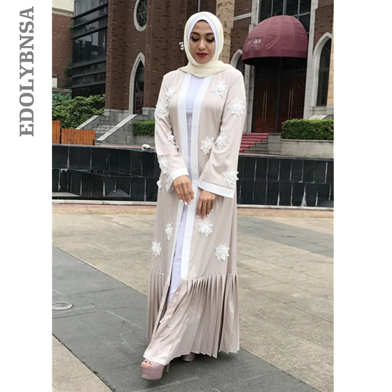 

Modest Pakistani Dress Muslim Abaya Turkish Islamic Clothing Moroccan Kaftan Robe Dubai Kimono Belt Black White Open Abaya D705