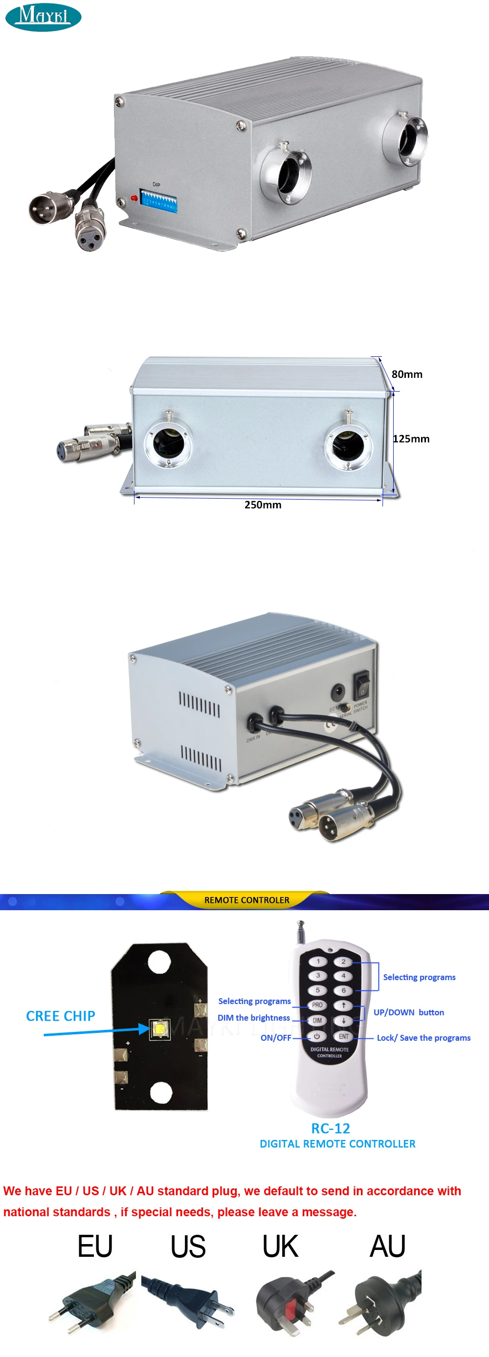 Double head Cree chip 24W RGBW LED fiber optics lighting with twinkle effect and DMX function (5)