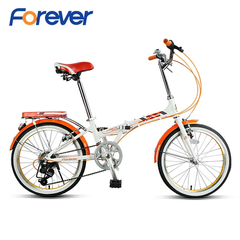 

FOREVER Folding Bicycle 20* 1.75 Fat Tire Bike Dual V Brake Al Alloy Frame City Bikes for Men Women 7 Speed 20in Students Cycles