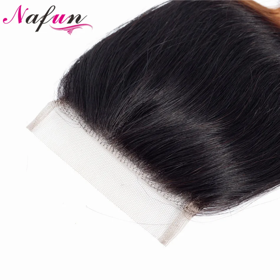 NAFUN малазийские волосы прямые 4x4 кружева Закрытие# T1B/30 предварительно цвет ed не Реми волосы Омбре цвет человеческих волос