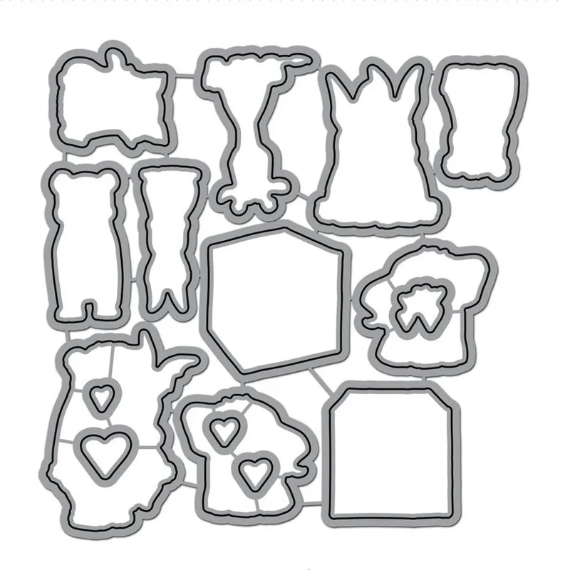 

Cat Rabbit Bear Elephant Deer Clear Stamps and Metal Cutting Dies Scrapbooking for 2019 New Craft Dies Set Embossing Stencils